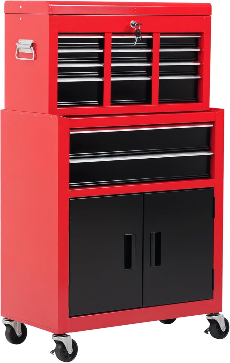 HOMCOM Servante d’Atelier 6 Tiroirs sur roulettes Acier Rouge et Noir