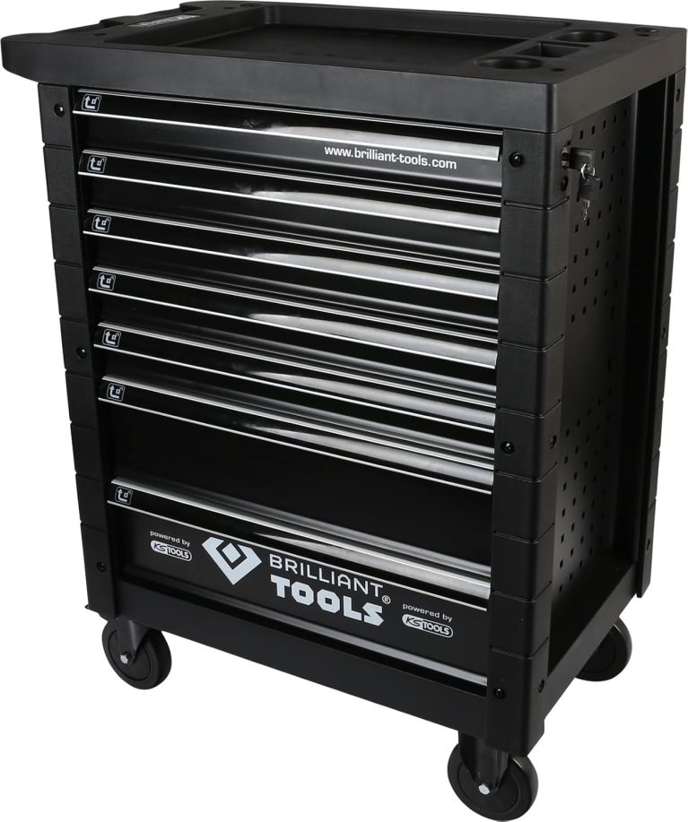 BRILLIANT TOOLS BT152900 Chariot d'atelier avec 7 tiroirs vide, Powered by KS TOOLS, noir