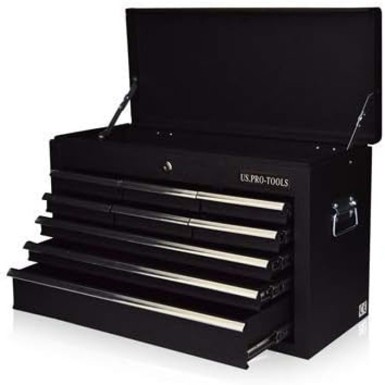 US Pro Tools Servante d'atelier à 6 tiroirs portable noir brillant Tiroirs avec glissières à billes